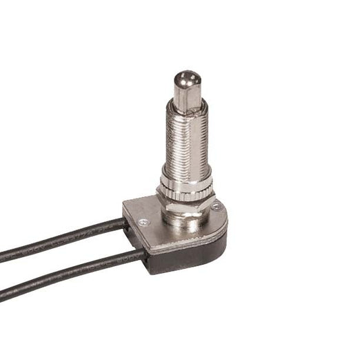SATCO/NUVO On-Off Metal Push Switch 1-1/8 Inch Metal Bushing Single Circuit 6A-125V 3A-250V Rating 6 Inch Leads Nickel Finish (80-1368)