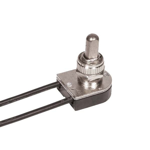 SATCO/NUVO On-Off Metal Push Switch 3/8 Metal Bushing Single Circuit 6A-125V 3A-250V Rating Nickel Finish (90-1676)