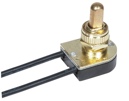 SATCO/NUVO On-Off Metal Push Switch 3/8 Inch Metal Bushing Single Circuit 6A-125V 3A-250V Rating Brass Finish (90-508)