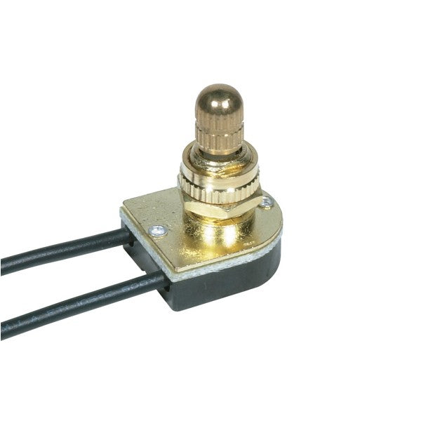 SATCO/NUVO On-Off Metal Rotary Switch 3/8 Inch Metal Bushing Single Circuit 6A-125V 3A-250V Rating Brass Finish (80-1132)