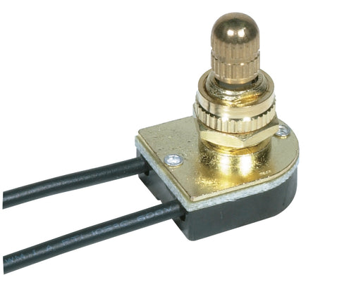 SATCO/NUVO On-Off Metal Rotary Switch 3/8 Inch Metal Bushing Single Circuit 6A-125V 3A-250V Rating Brass Finish (90-501)