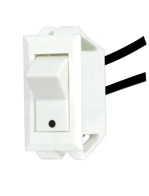 SATCO/NUVO On-Off Phenolic Rocker Switch With White Dot On-Off Function White Finish Snap Bushing 6 Inch Leads 15A-125V 10A-250V Rating (80-1617)