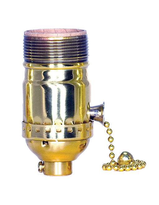 SATCO/NUVO On-Off Pull Chain Socket 1/8 IPS 3 Piece Stamped Solid Brass Polished Brass Finish 660W 250V Uno Thread (80-1036)