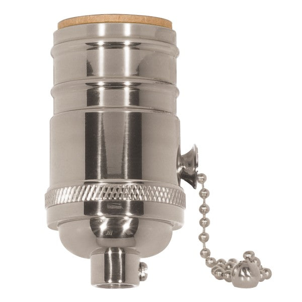 SATCO/NUVO On-Off Pull Chain Socket 1/8 IPS 4 Piece Stamped Solid Brass Polished Nickel Finish 660W 250V (80-1053)