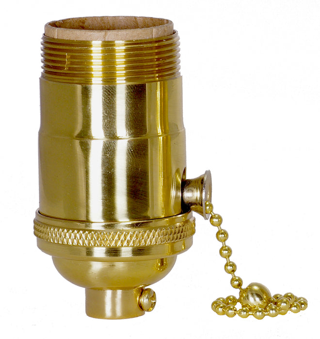 SATCO/NUVO On-Off Pull Chain Socket 1/8 IPS 4 Piece Stamped Solid Brass Polished Brass Finish 660W 250V Uno Thread (80-1291)