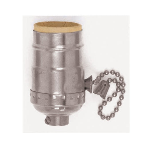 SATCO/NUVO On-Off Pull Chain Socket 1/8 IPS 3 Piece Stamped Solid Brass Polished Nickel Finish 660W 250V 250/10 Master (90-1668)