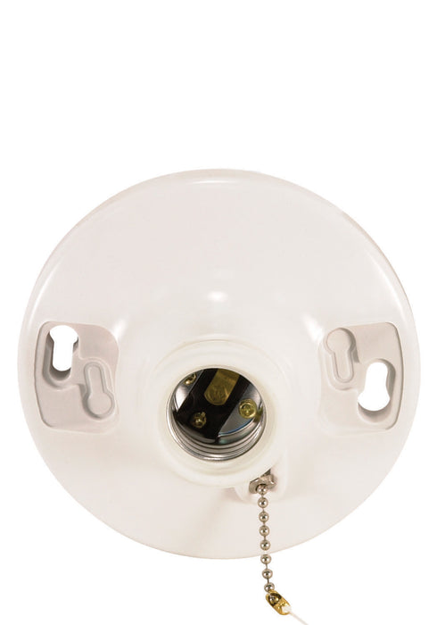 SATCO/NUVO 4 Terminal White Phenolic On-Off Pull Chain Ceiling Receptacle Screw Terminals 4-1/2 Inch Diameter 250W 250V (90-481)