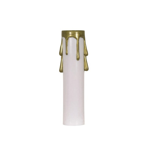 SATCO/NUVO Plastic Drip Candle Cover White Plastic With Gold Drip 13/16 Inch Inside Diameter 7/8 Inch Outside Diameter 2 Inch Height (90-1509)