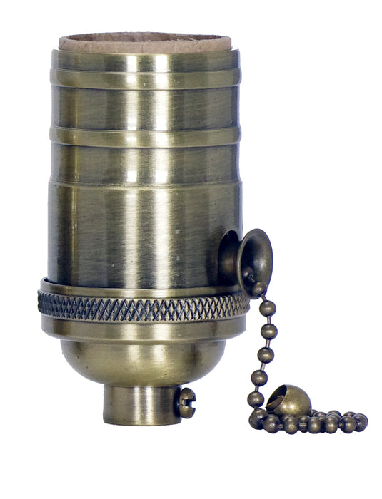 SATCO/NUVO On-Off Pull Chain Socket 1/8 IPS 4 Piece Stamped Solid Brass Antique Brass Finish 660W 250V (80-2210)