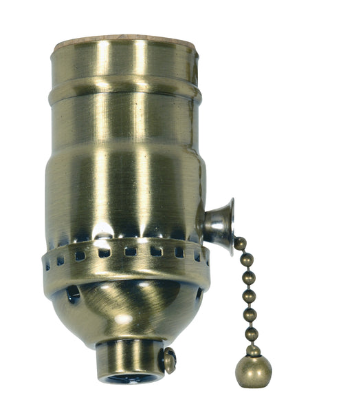 SATCO/NUVO On-Off Pull Chain Socket 1/8 IPS 3 Piece Stamped Solid Brass Antique Brass Finish 660W 250V (80-2212)