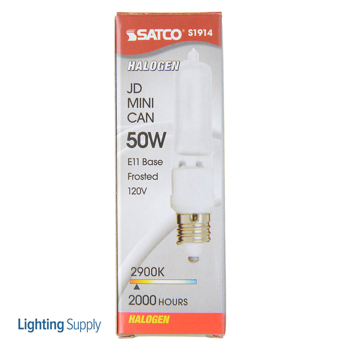 SATCO/NUVO 50Q/F/MC 50W Halogen T4 Frosted 2000 Hours 675Lm Miniature Candelabra Base 120V 2900K (S1914)