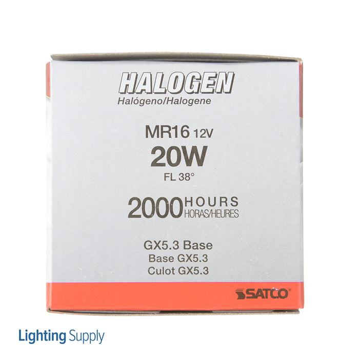SATCO/NUVO 20MR16/FL/C 20W Halogen MR16 Bab/C 2000 Hours Miniature 2 Pin Round Base 12V 2900K (S1966)