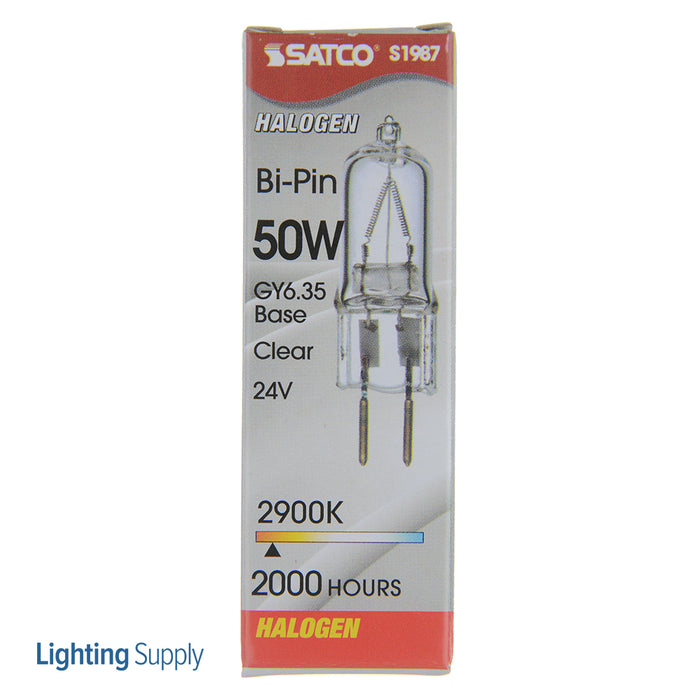 SATCO/NUVO 50T4/CL/24V 50W Halogen T4 Clear 2000 Hours 900Lm Bi-Pin Gy6.35 Base 24V 2900K (S1987)
