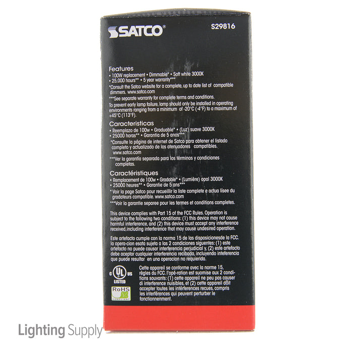 SATCO/NUVO 15A19/LED/3000K/1600L/120V/D 15W A19 LED Frosted 3000K Medium Base 220 Degree Beam Spread 120V (S29816)