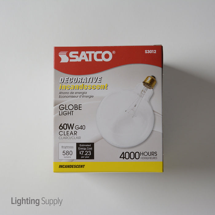 SATCO/NUVO 60G40 60W G40 Incandescent Clear 4000 Hours 580Lm Medium Base 120V 2700K (S3012)