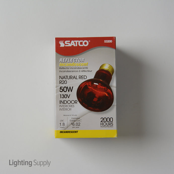 SATCO/NUVO 50R20 Red STD Base 50W R20 Incandescent Red 2000 Hours Medium Base 130V (S3200)