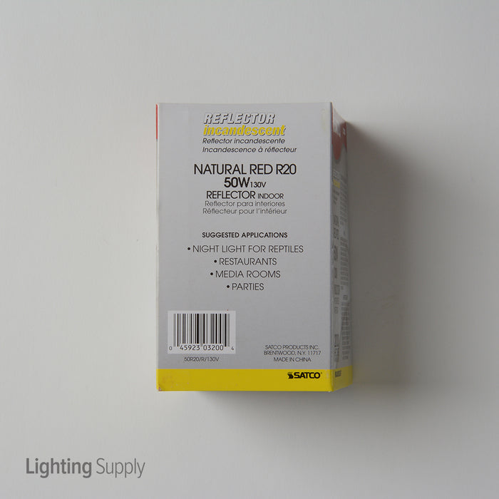 SATCO/NUVO 50R20 Red STD Base 50W R20 Incandescent Red 2000 Hours Medium Base 130V (S3200)