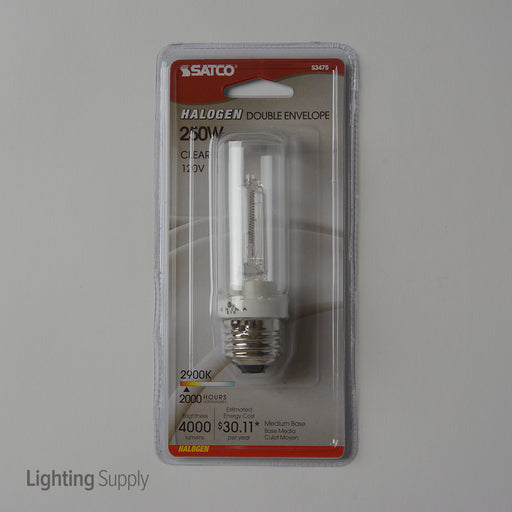 SATCO/NUVO 250T10Q/CL 250W Halogen T10 Clear 2000 Hours 4000Lm Medium Base 120V 2900K (S3475)