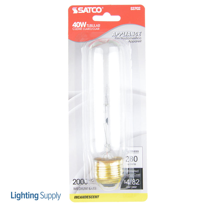 SATCO/NUVO 40T10 40W T10 Incandescent Clear 2000 Hours 280Lm Medium Base 120V 2700K (S3702)