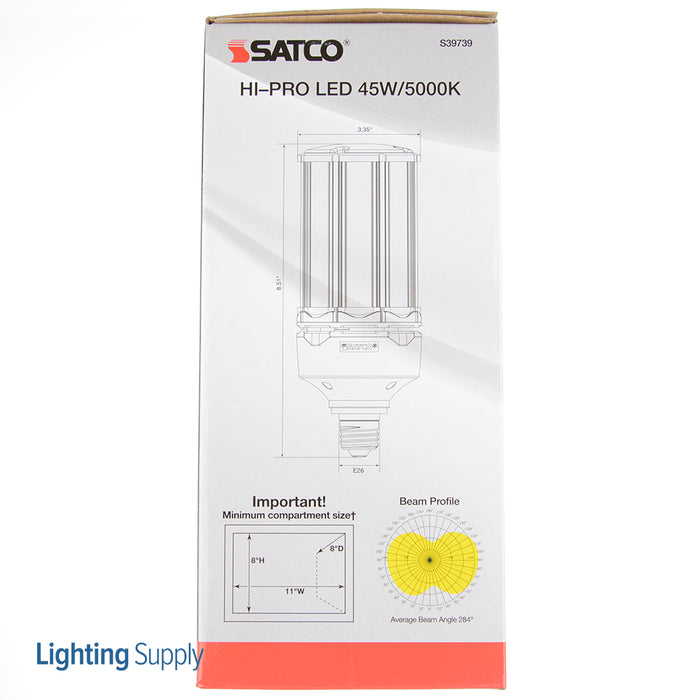 SATCO/NUVO Hi-Pro 45W/LED/HID/5000K/100-277V E26 45W LED Corn Cob HID Replacement 5000K Medium Base 100-277V (S39739)