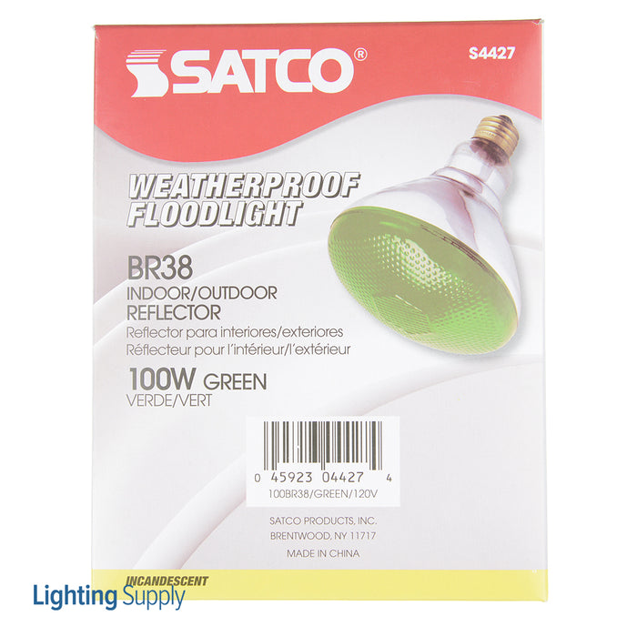 SATCO/NUVO 100BR38/G 100W BR38 Incandescent Green 2000 Hours Medium Base 120V (S4427)