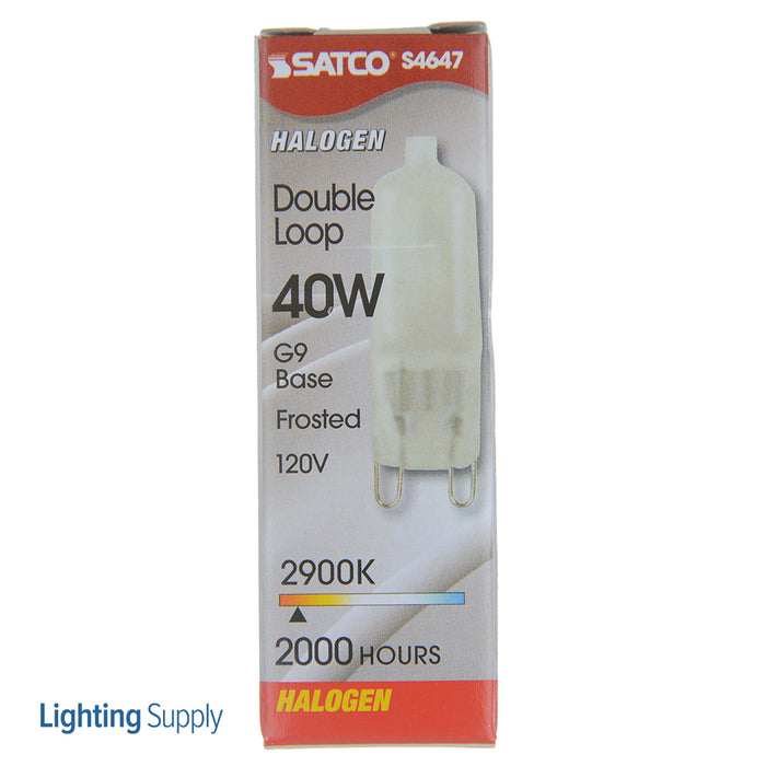 SATCO/NUVO 40T4/G9/FR 40W Halogen T4 Frosted 2000 Hours 450Lm Double Loop Base 120V 2900K (S4647)