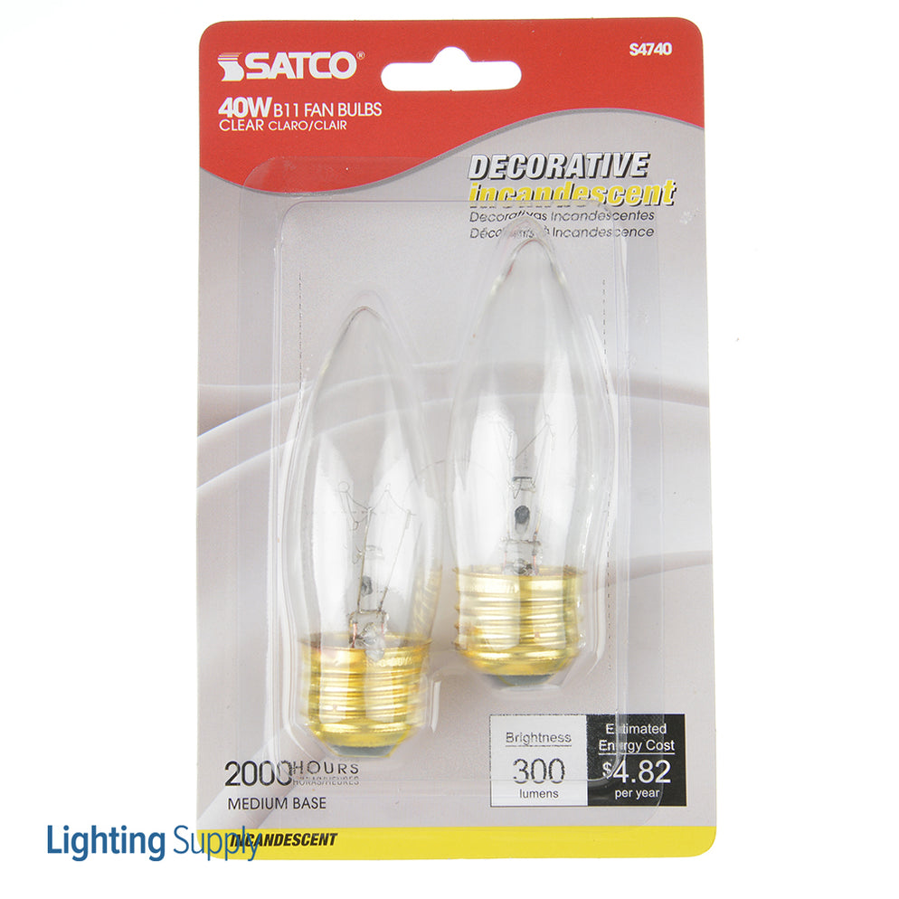 SATCO/NUVO S4740 40B10/FAN 40W B10 Incandescent Clear Medium Base