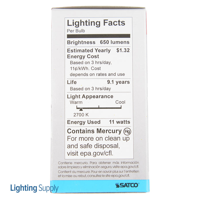 SATCO/NUVO 11GU24/27 11W Miniature Spiral Compact Fluorescent 2700K 82 CRI GU24 Base 120V (S8202)
