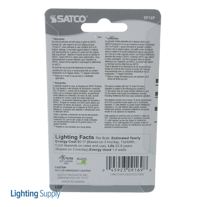SATCO/NUVO 1.4W S14/Y/LED/120V/CD 1.4W LED S14 Ceramic Yellow Medium Base 120V (S9169)