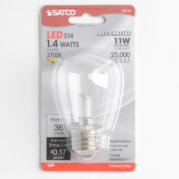SATCO/NUVO 1.4W S14/CL/LED/120V/CD 1.4W LED S14 Clear 2700K Medium Base 120V (S9174)