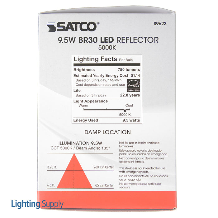 SATCO/NUVO Ditto 9.5BR30/LED/5000K/750L/120V/D 9.5W BR30 LED 105 Degree Beam Spread 5000K Medium Base 120V Dimmable (S9623)
