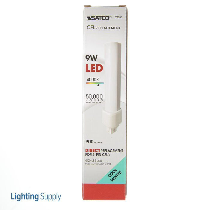 SATCO/NUVO 9WPLH/LED/840/DR/2P 9W LED PL 2-Pin 4000K 900Lm G24D Base 50000 Hours 120 Degree Beam Spread Type A Ballast Dependent (S9856)