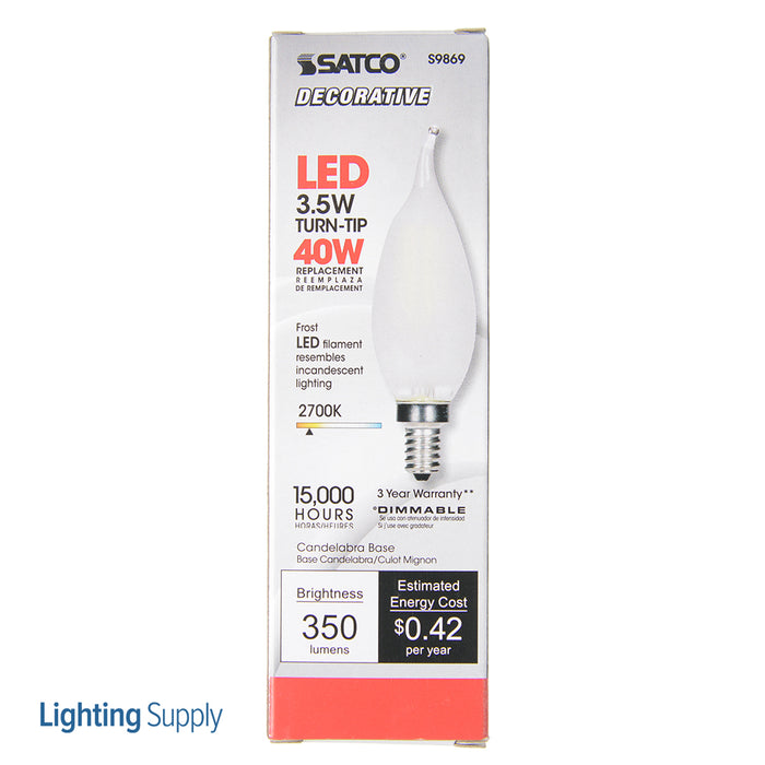 SATCO/NUVO 3.5CFF/LED/FR/27K/120V 3.5W CFC LED Frosted Candelabra Base 2700K 350Lm 120V (S9869)