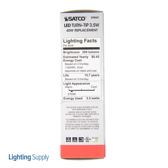 SATCO/NUVO 3.5CFF/LED/FR/27K/120V 3.5W CFC LED Frosted Candelabra Base 2700K 350Lm 120V (S9869)