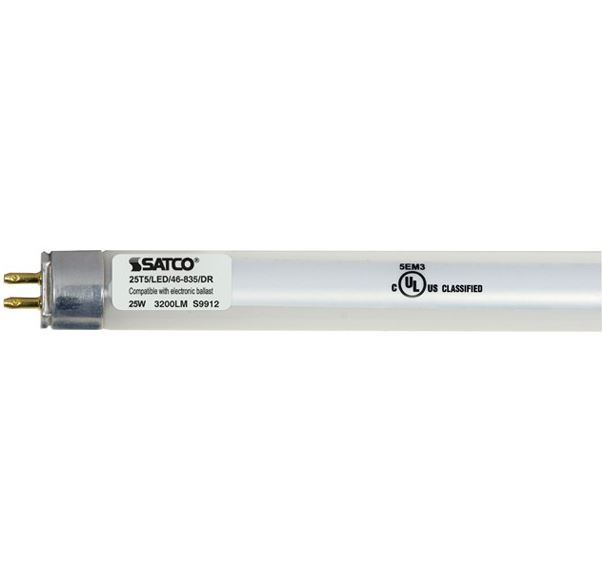 SATCO/NUVO 25T5/LED/46-835/DR 46 Inch 25W T5 LED Miniature Bi-Pin Base 3500K 50000 Hours 3300Lm Type A Ballast Dependent (S29912)