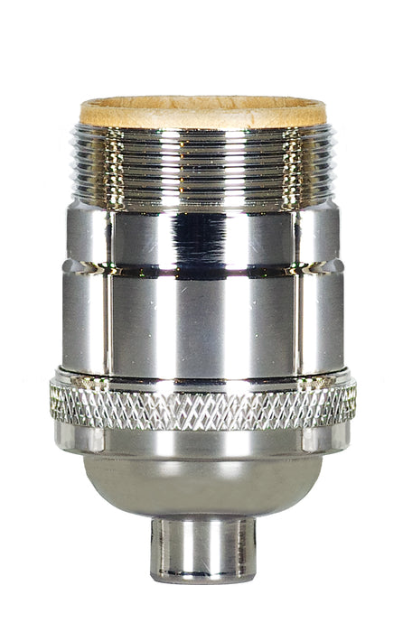 SATCO/NUVO Short Keyless Socket 1/8 IPS 4 Piece Stamped Solid Brass Polished Nickel Finish 660W 250V Uno Thread (80-1057)