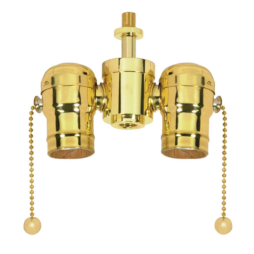 SATCO/NUVO Medium Base Solid Brass Cluster Body Polished Brass Finish 1/8 IP Nipple And Locknut Top 1/4 IP Bottom 250W 250V (80-1523)