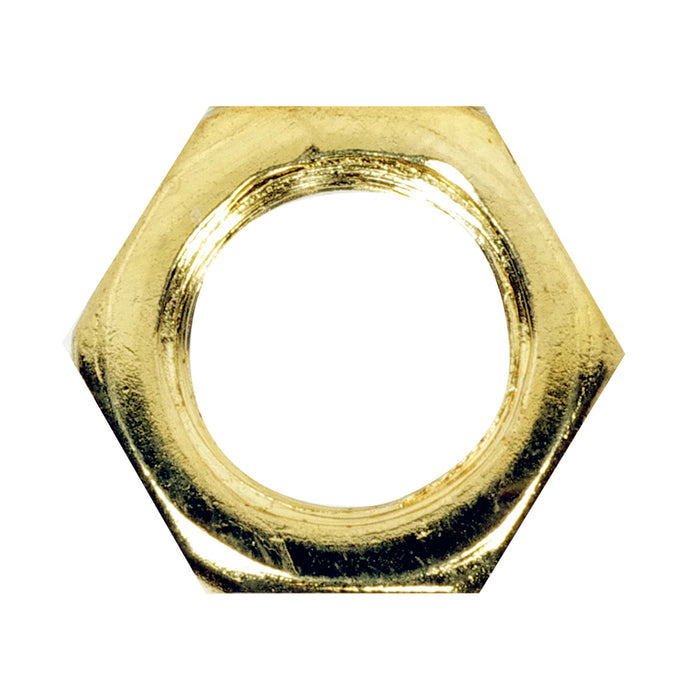 SATCO/NUVO Steel Locknut 1/8 IP 1/2 Inch Hexagon 3/16 Inch Thick Brass Plated Finish (90-1646)