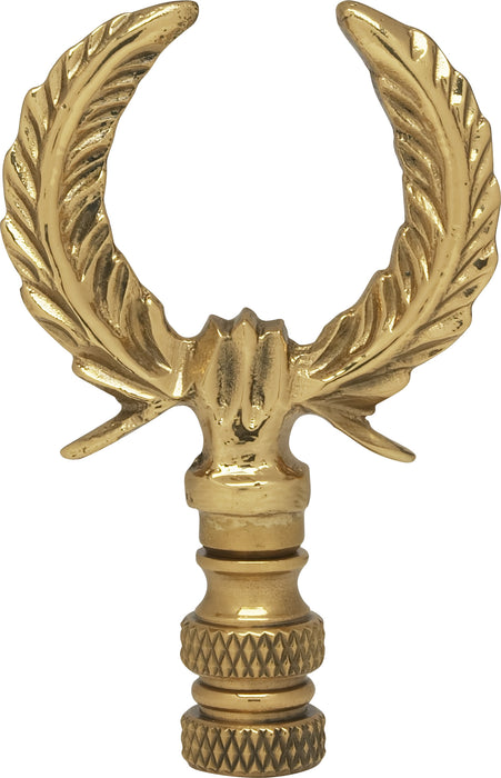 SATCO/NUVO U-Shaped Leaf Brass Finial 2-3/4 Inch Height 1/4-27 Polished Brass Finish (90-1745)