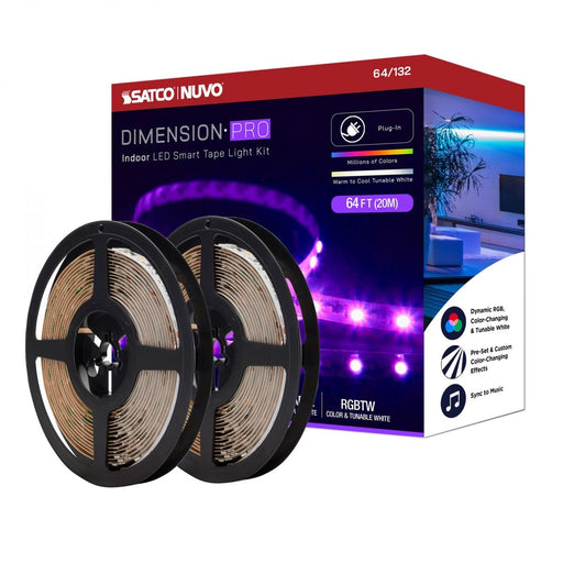SATCO/NUVO Dimension Pro Tape Light Strip 64 Foot Hi-Output RGB Plus Tunable White Plug Connection Starfish IOT Capable IR Remote Included (64-132)