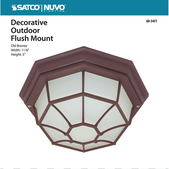 SATCO/NUVO 1-Light 12 Inch Ceiling Spider Cage Fixture Die Cast Glass Lens Color Retail Packaging (60-3451)