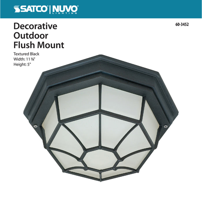 SATCO/NUVO 1-Light 12 Inch Ceiling Spider Cage Fixture Die Cast Glass Lens Color Retail Packaging (60-3452)