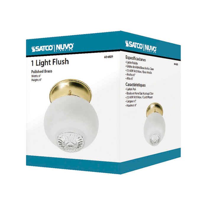 SATCO/NUVO 1-Light 6 Inch Ceiling Fixture Clear Bottom Squat Ball Color Retail Packaging (60-6029)