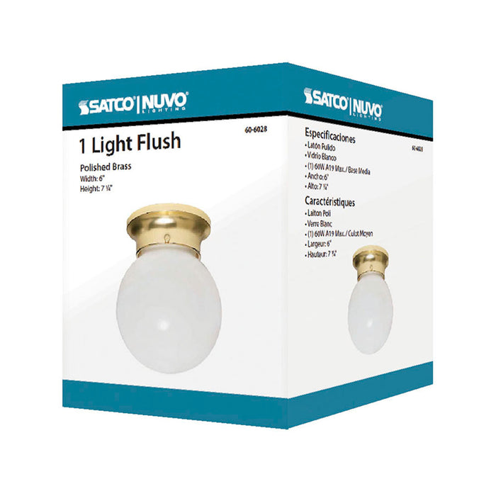 SATCO/NUVO 1-Light 6 Inch Ceiling Fixture White Ball Color Retail Packaging (60-6028)