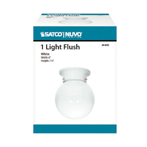 SATCO/NUVO 1-Light 6 Inch Ceiling Fixture White Ball Color Retail Packaging (60-6033)