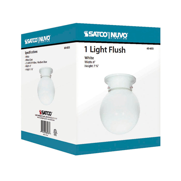 SATCO/NUVO 1-Light 6 Inch Ceiling Fixture White Ball Color Retail Packaging (60-6033)