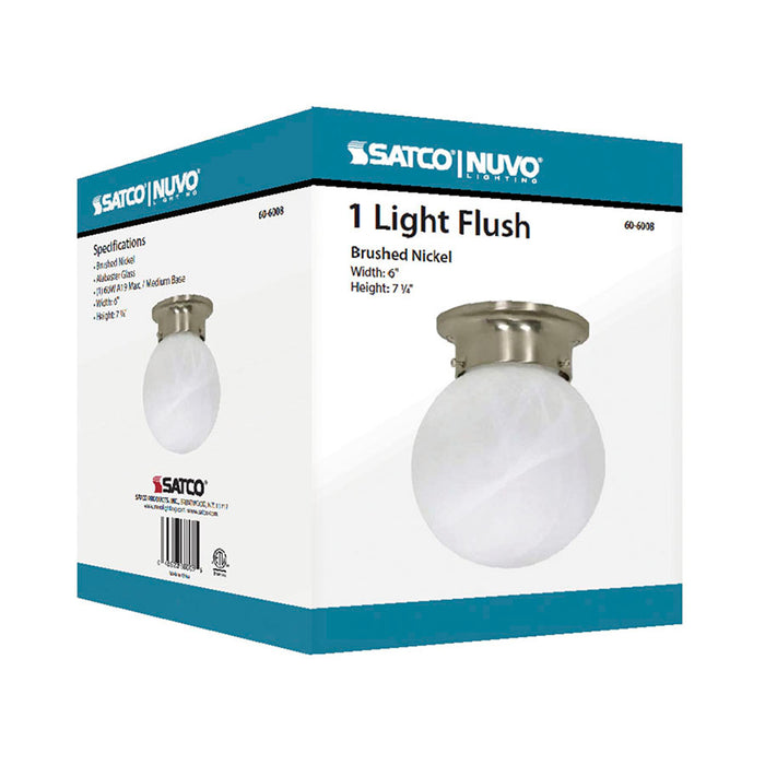 SATCO/NUVO 1-Light 6 Inch Ceiling Mount Alabaster Ball Color Retail Packaging (60-6008)