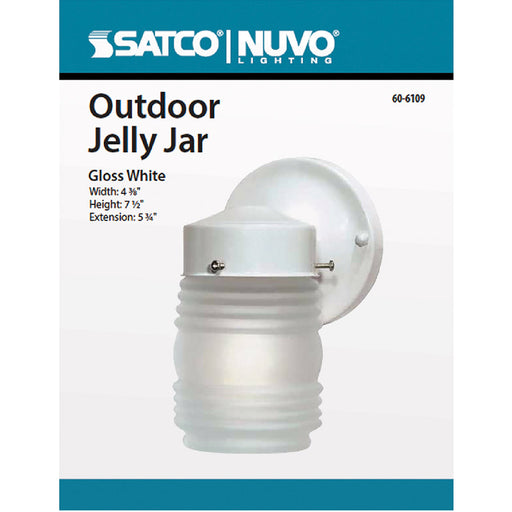 SATCO/NUVO 1-Light 6 Inch Porch Wall Mason Jar With Frosted Glass Color Retail Packaging (60-6109)