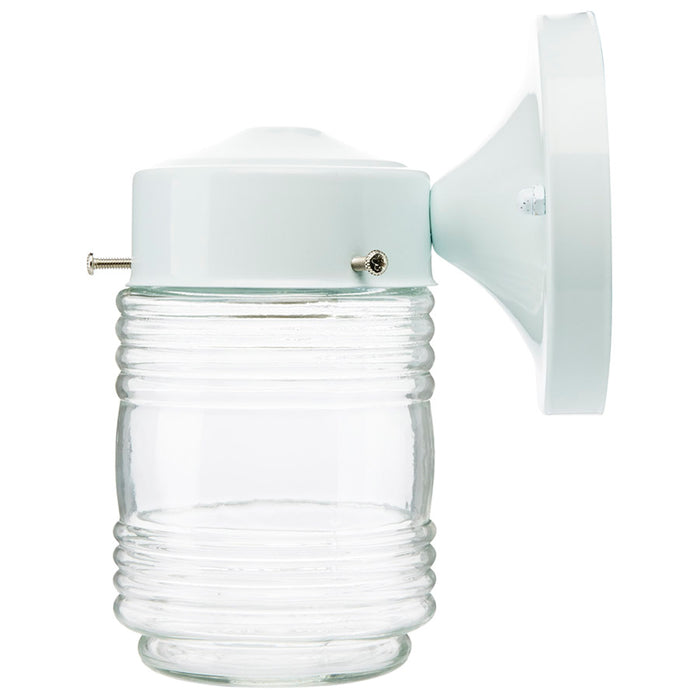 SATCO/NUVO 1-Light 6 Inch Porch Wall White Mason Jar With Clear Glass (60-112)