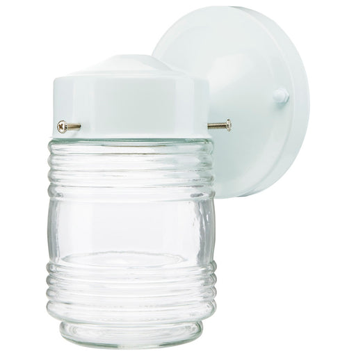 SATCO/NUVO 1-Light 6 Inch Porch Wall White Mason Jar With Clear Glass (60-112)